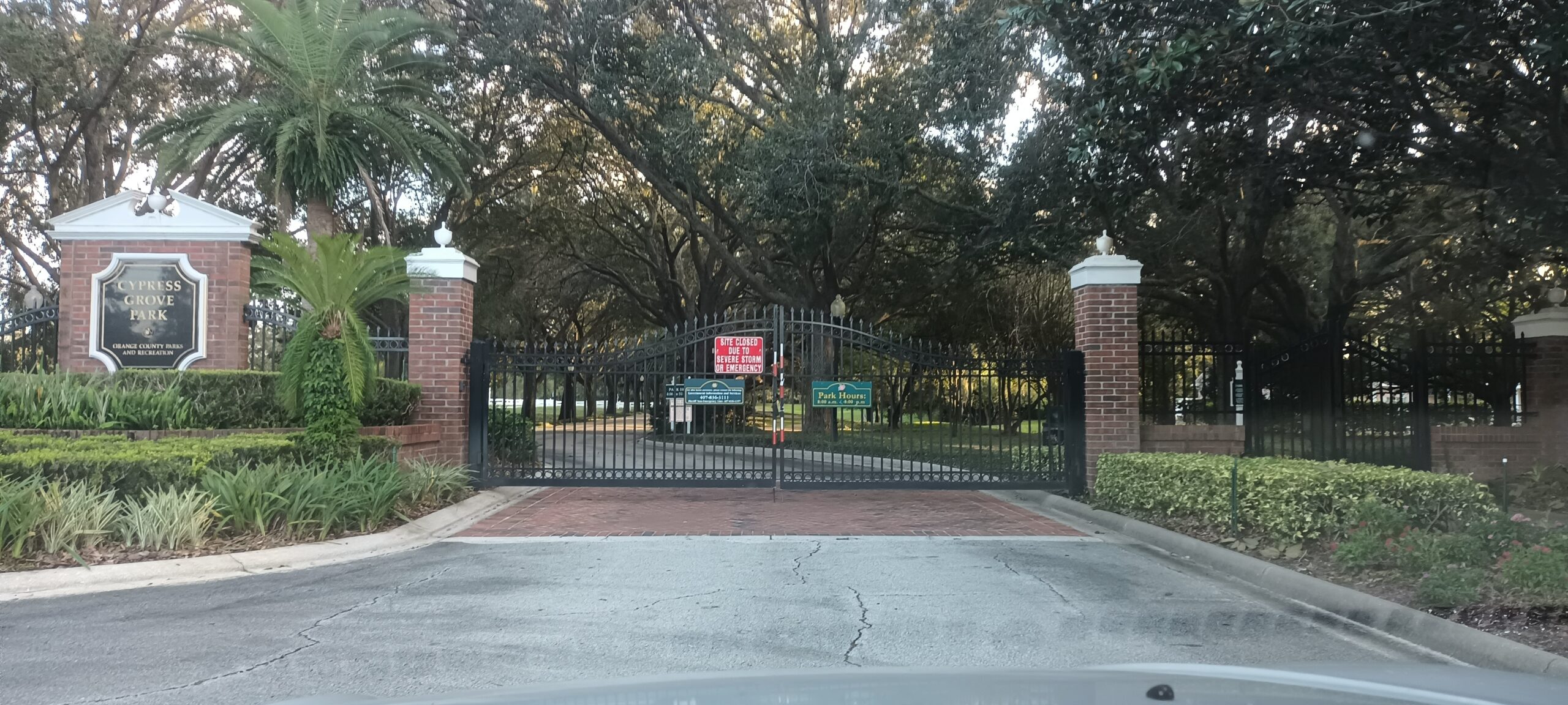 Park Closed on Sunday, October 13